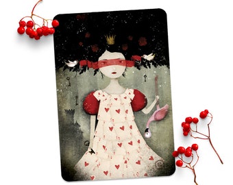 The Queen of Hearts - Alice in Wonderland - Illustrated Postcard