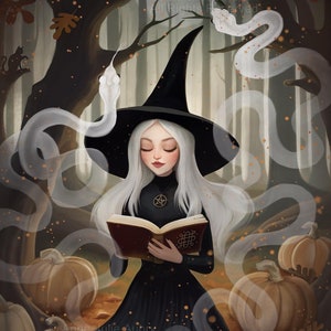 Samhain Witch Art Print: Halloween Pagan Ritual