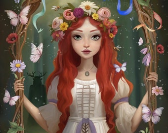 Beltane - Lámina de Bellas Artes - Esoterismo - Arte Pagano - Sabbat - Wicca