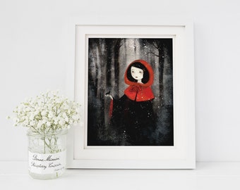 Little Red and the Wolf 98/100 - Fine Art Print - Whimsical Art