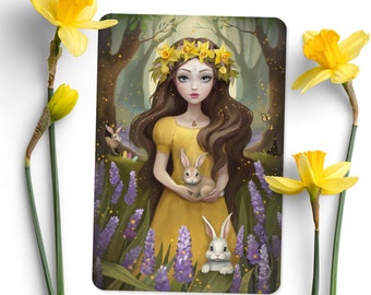 Ostara - Postal Ilustrada - Arte Esoterista - Pagano - Sabbat - Wiccan - Brujería - Bendición de Primavera