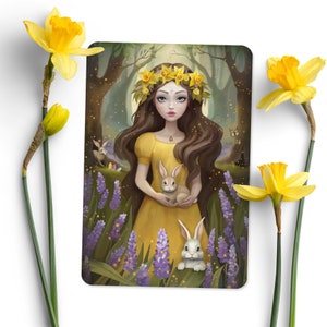 Ostara - Carte postale illustrée - Art ésotérisme - Païen - Sabbat - Wicca - Sorcellerie - Bénédiction du printemps