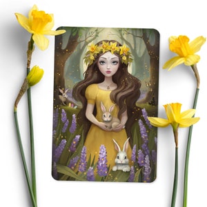 Ostara Carte postale illustrée Art ésotérisme Païen Sabbat Wicca Sorcellerie Bénédiction du printemps image 1