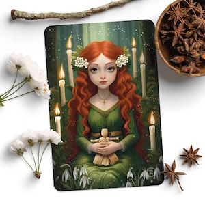 Imbolc - Cartolina illustrata - Arte esoterica - Pagano - Sabbat - Stregoneria - Giorno di Brigid