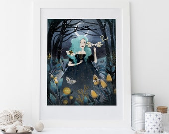 Midnight Witch - Deluxe Edition Print - Whimsical Art