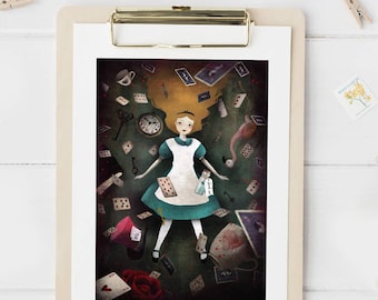 Down the Rabbit Hole (Alice in Wonderland)  - choose the style - Deluxe Edition Print - Whimsical Art