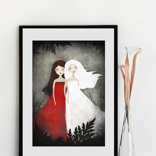 Blanche-Neige et Rose-Rouge 47/100 - reproduction sur papier d'Art