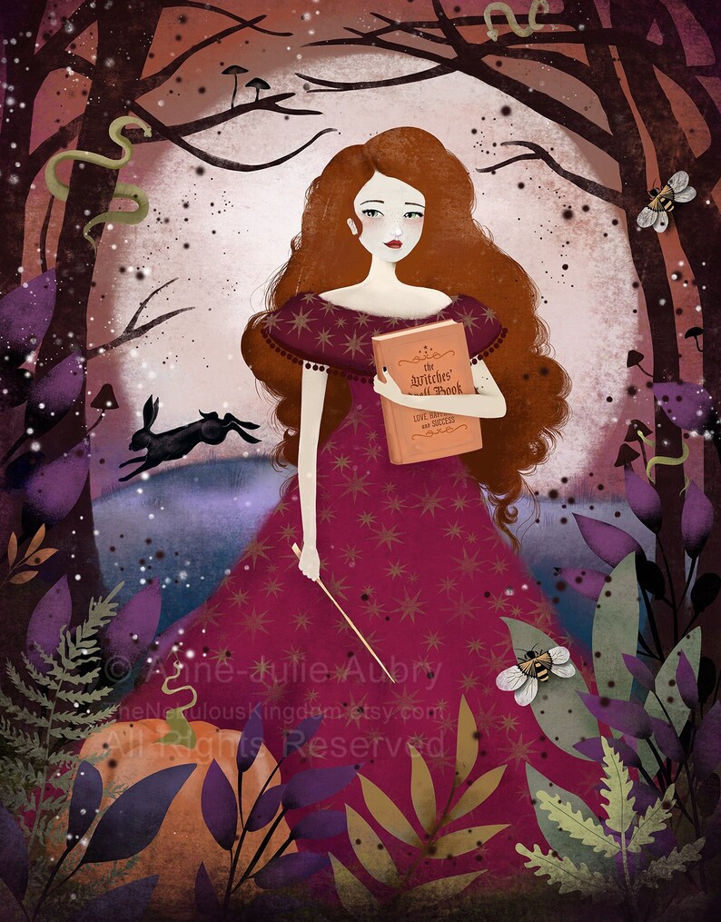 The Spell Book - Fine Art Print - Whimsical Art image 1