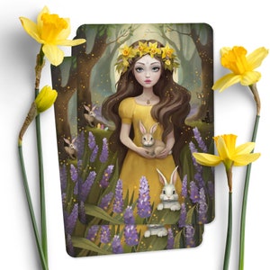 Ostara Carte postale illustrée Art ésotérisme Païen Sabbat Wicca Sorcellerie Bénédiction du printemps image 2