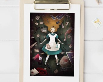 Down the Rabbit Hole (Alice in Wonderland)  - choose the style - Deluxe Edition Print - Whimsical Art