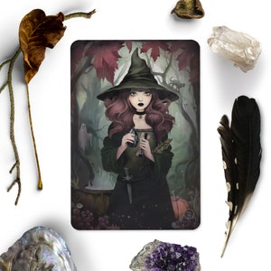 Samhain Illustrated Postcard Esotericism Art Pagan Sabbat Wiccan Witchery image 1