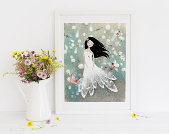 Blue Field Memories - Fine Art Print - Whimsical Art