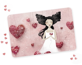 Some Hearts Wander - Illustrated Postcard - Valentine Card