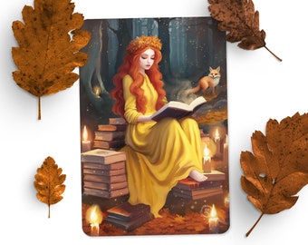 Les livres sont magiques - Carte postale illustrée - Amoureux des livres - Cottagecore
