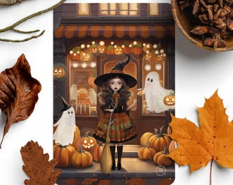 Geïllustreerde ansichtkaart Pumpkin Cafe: Witchcore Halloween Art