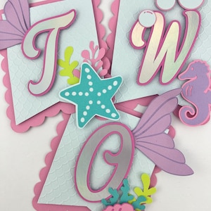Mermaid High Chair Banner, Under the Sea Birthday, First Birthday, One Two Happy Birthday, Personalized Party Decor,Banner Mermaid Theme