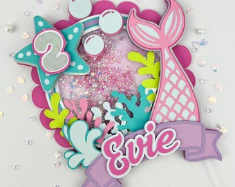 Personalized Mermaid Cake Topper: Under the Sea Birthday Party Decoration