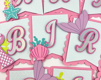 Banner de cumpleaños de sirena personalizado: Decoración para fiesta bajo el mar