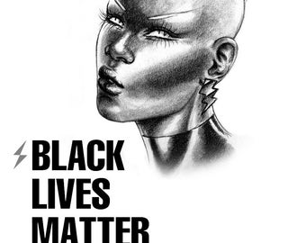 Impressão Black Lives Matter, X-Men Storm, blm, x-men, direitos civis, ororo munroe, pôster, arte, desenho a lápis