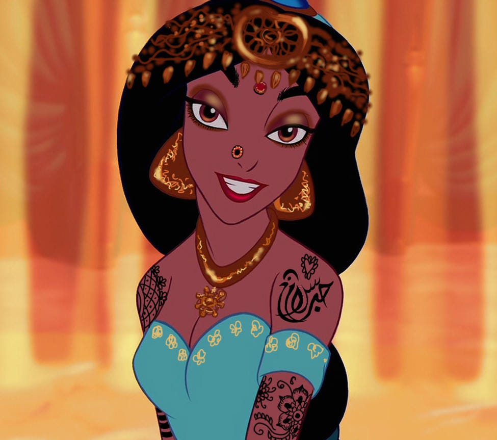 975px x 863px - Princess Jasmine Postcard Sexy Sultry & Tattooed Disney - Etsy Australia