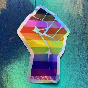 Rainbow Fist Diversity sticker, BIPOC, Trans, Queer, Gay pride, Resist, fight for your rights, Civil Rights, Equality, Philadelphia rainbow