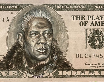 André Leon Tally PRINT I got 5 on it dollar money bill painting Pop art Vogue magazine gospel according to andre chiffon trenches Unzipped