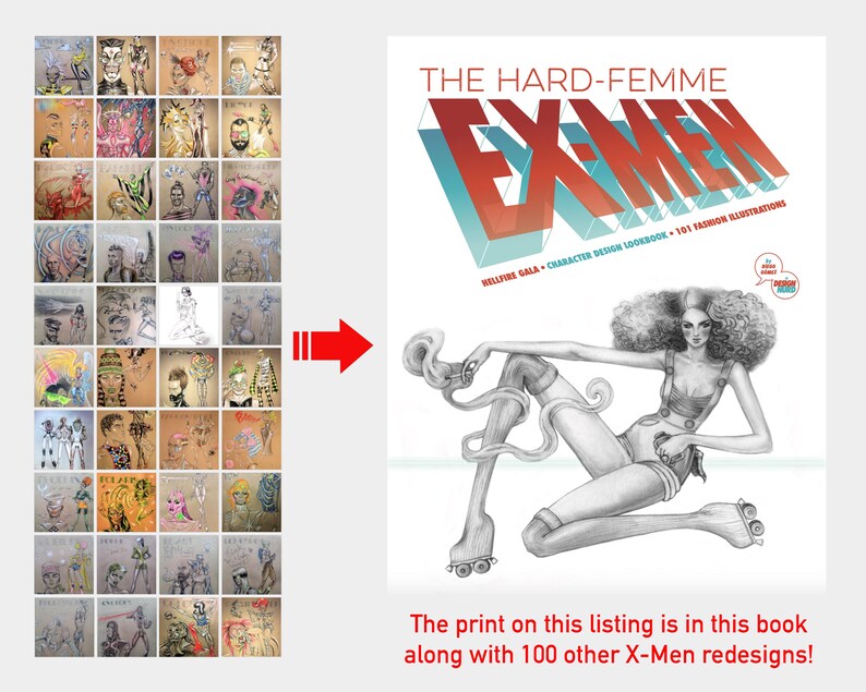 Gambit PRINT Remember It Remy LeBeau X-Men 97 zaddy aquarel mode illustratie schets croquis dieven gilde goauche tekening harige borst afbeelding 3