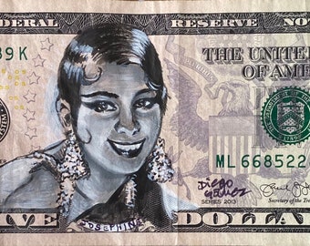 Josephine Baker PRINT piscine banana skirt folies bergere goin bananas harlem renaissance I got 5 on it dollar money painting Pop art