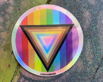 Equality, Egalitarian, Inclusive, Trans, Queer, Gay pride, Rainbow flag, Diversity, prismatic sticker, Black Lives Matter, Brown, triangle