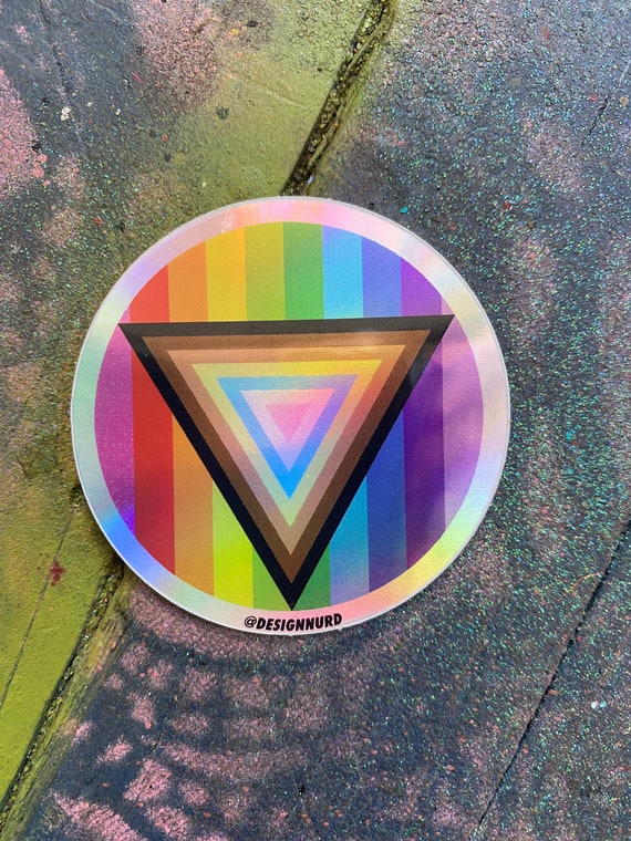 Equality, Egalitarian, Inclusive, Trans, Queer, Gay pride, Rainbow flag, Diversity, prismatic sticker, Black Lives Matter, Brown, triangle