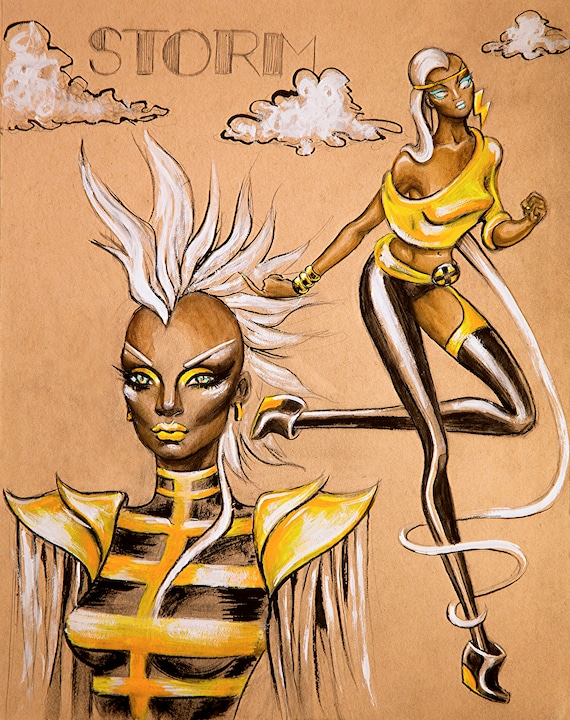 Storm Ororo Munroe Punk X Men Gold Mohawk Art Poster Etsy