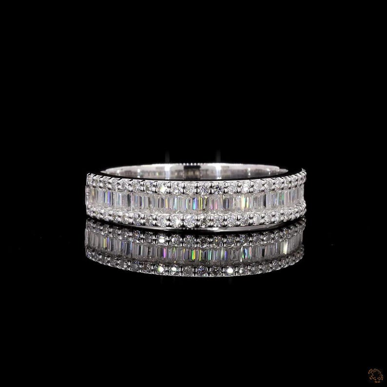 Baguette & Round Diamond Eternity Band: 14K Gold Channel Set Wedding ...
