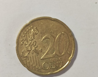 希少な20ユーロセントコイン 2002年 イタリア - ボッチョーニの彫刻