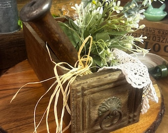 Antique Eldredge Treadle Wooden Sewing Machine Drawer with Metal Pull ~ pre 1930,s ~ Vignette