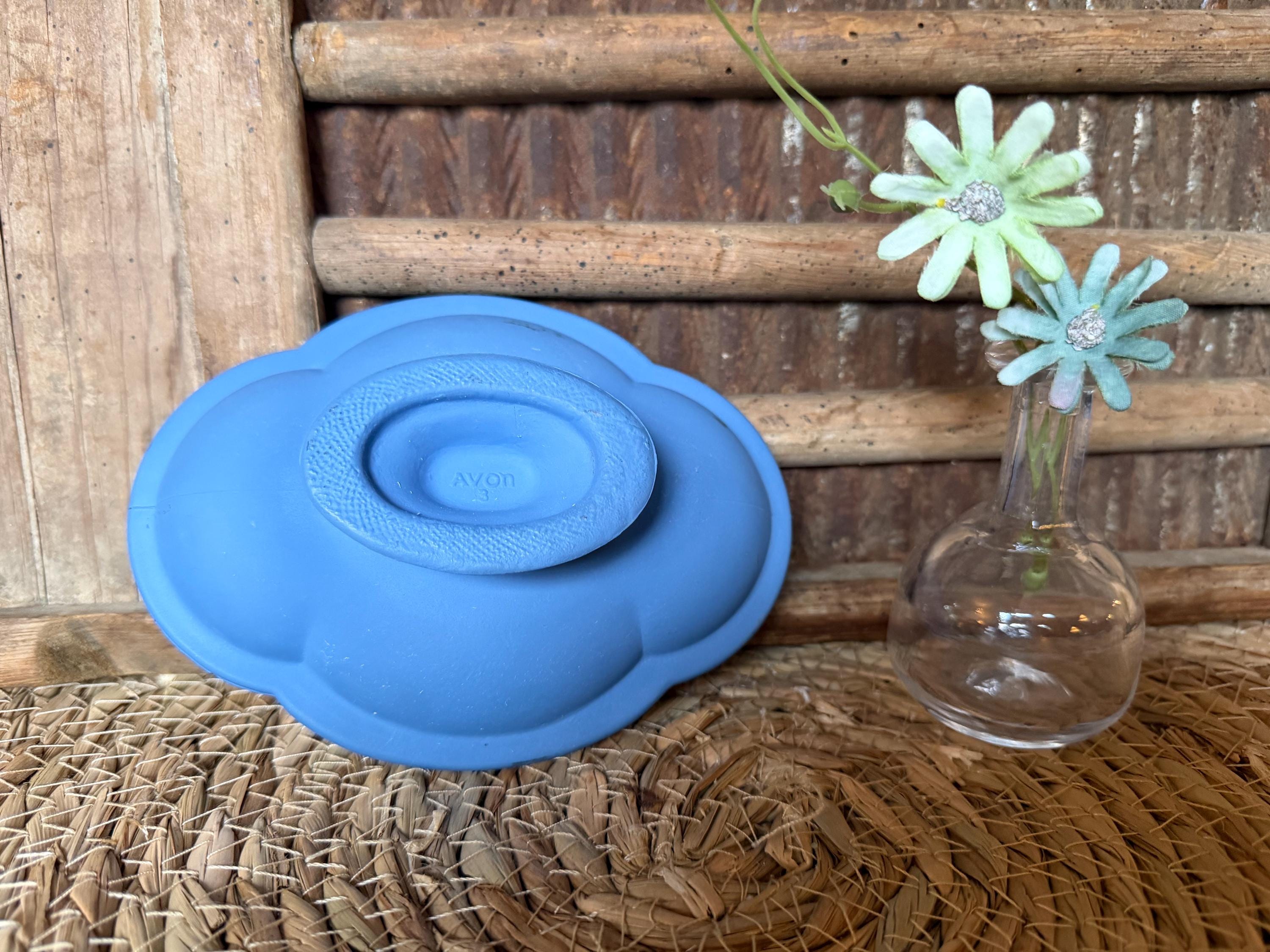 Vintage Avon Jasperware Pedestal Candy Dish | Blue Cottagecore