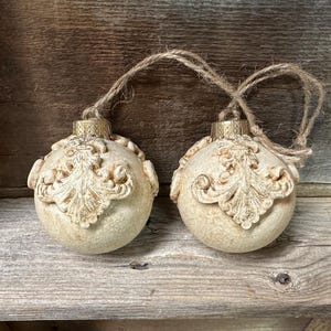 French Country Shabby Chic Ornaments Set or Individual ~ Fleur De Lis ~ Handcrafted