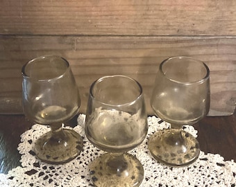 Vintage ~ Libby Tawny Accent Cordial Liqueur Glasses ~ Set of Three ~ Smoky Mocha Brown
