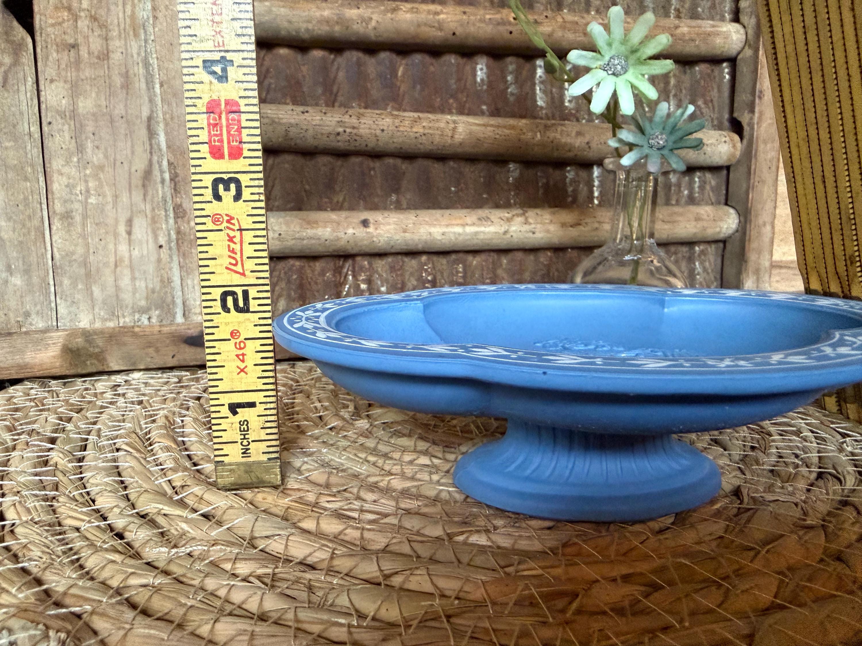 Vintage Avon Jasperware Pedestal Candy Dish | Blue Cottagecore