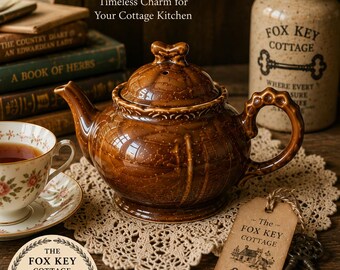 Vintage Mini Brown Teapot Made in Japan | Cottagecore Tea Pot | Country Kitchen Decor | Farmhouse Shelf Decor | Collectible Ceramic Teapot