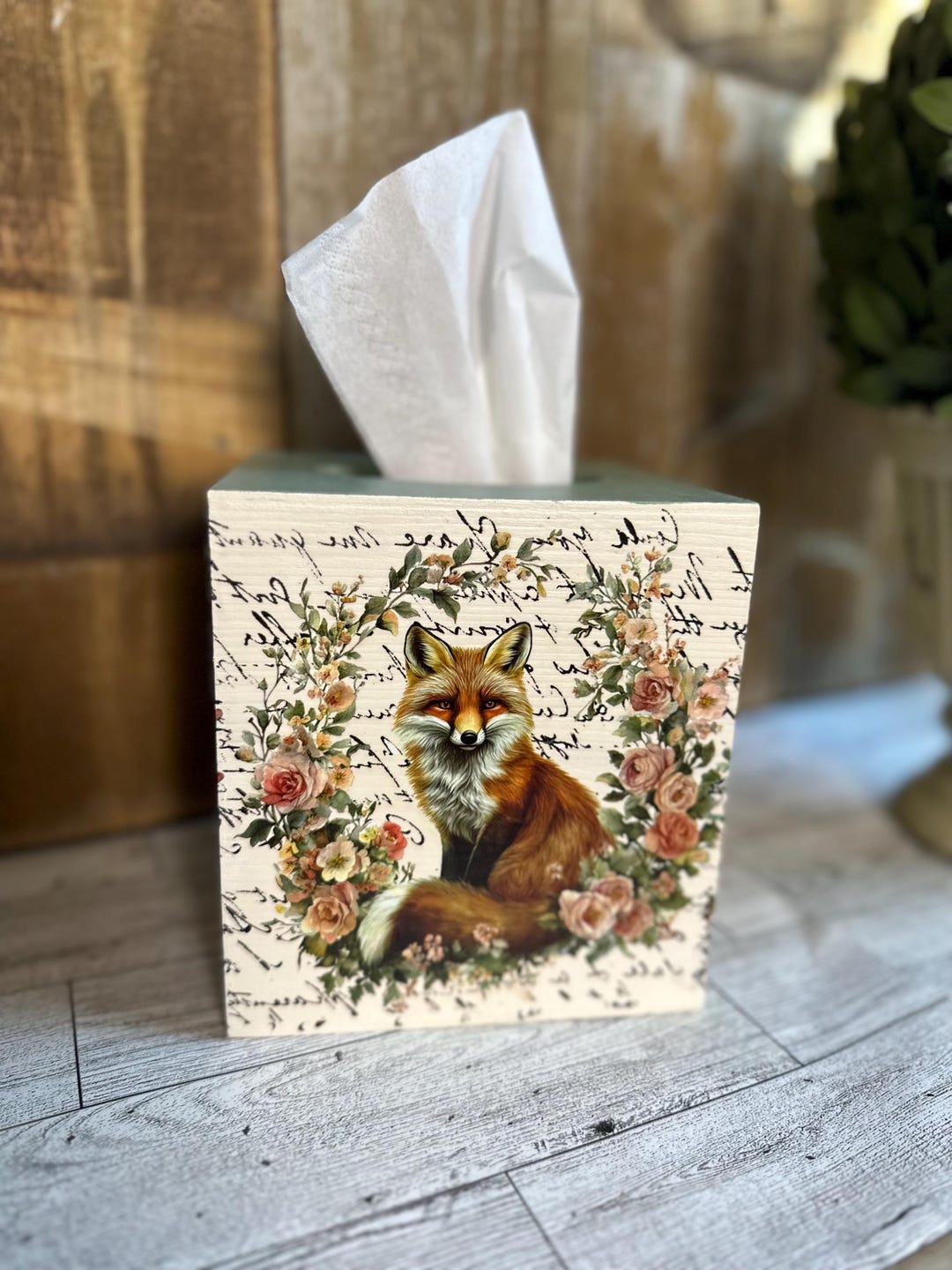 Handcrafted Wooden Tissue Box: Rustic Woodland Critters Decor - Etsy