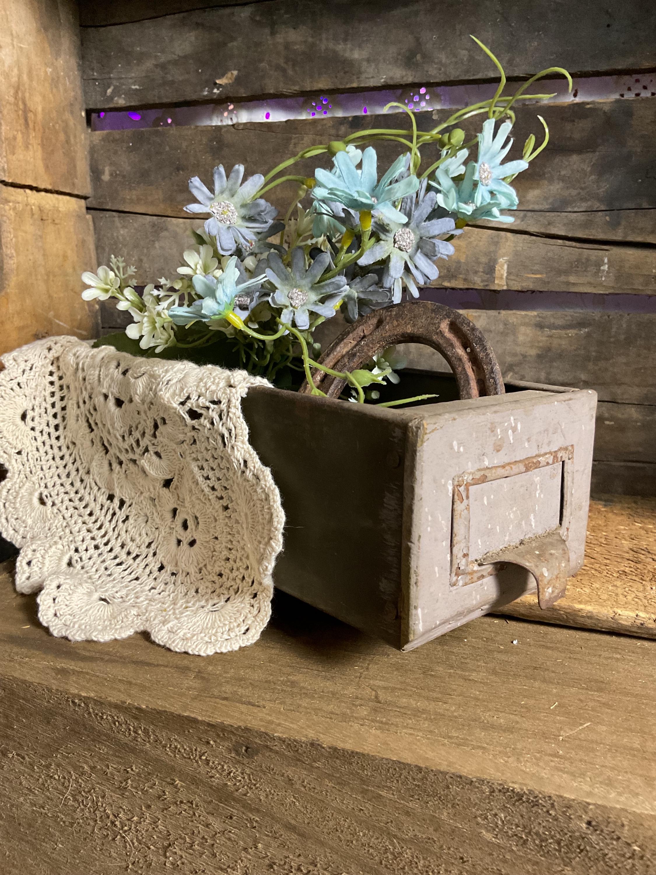 Vintage Distressed Metal & Wood Drawer: Rustic Patina Storage - Etsy