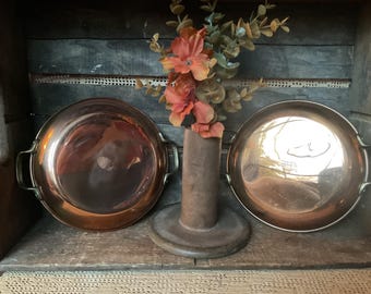 Vintage ~ Small Copper Frying Pan with Brass Handles 1970’s