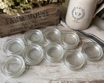 Vintage Ball Mason Jar Glass Lids Farmhouse Primitive Rustic Kitchen Cottagecore Collectible Jar Inserts