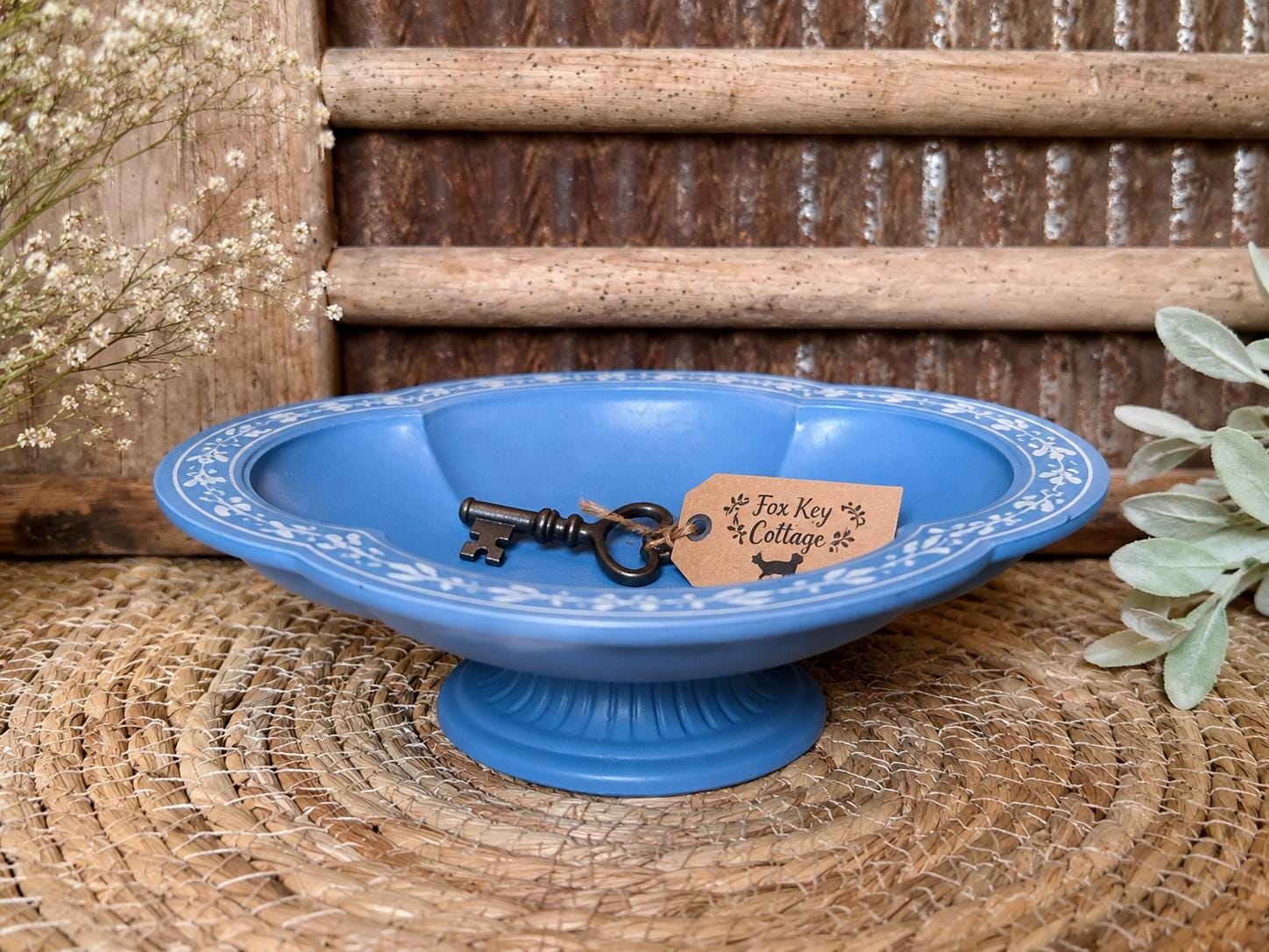 Vintage Avon Jasperware Pedestal Candy Dish | Blue Cottagecore