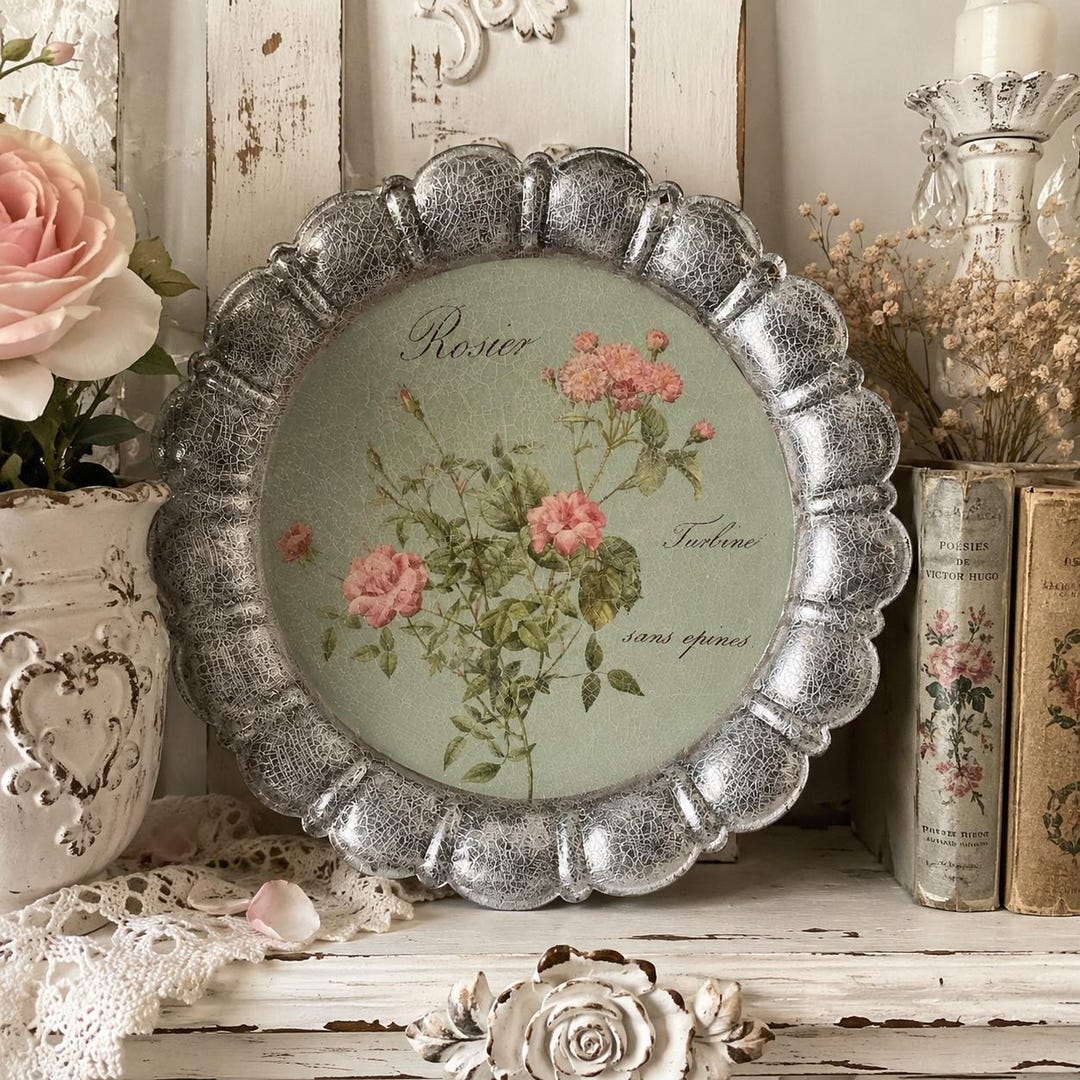 Vintage Upcycled Floral Wall Hanging | Handmade Cottagecore Rose Plaque ...