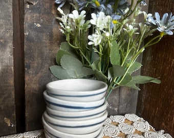 Vintage ~ Restaurant Ware Blue Stripe Chunky Butter Pats 2.75” ~ No Chip, Cracks or Stains