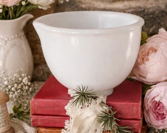 Vintage Fire-King Milk Glass Mixing Bowl with Pour Spout~Farmhouse Kitchen Decor