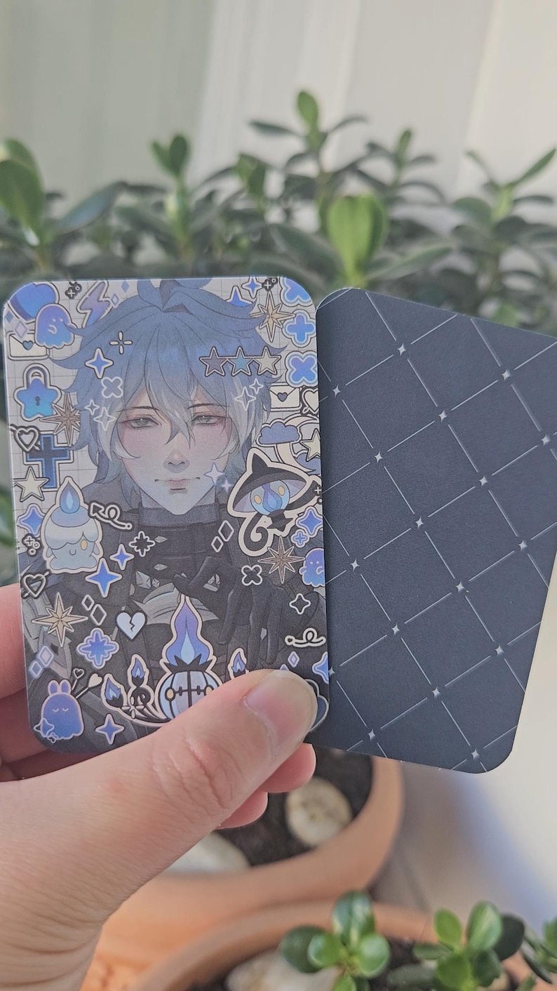 Front and Back facing Genshin Impact Flins Photocard