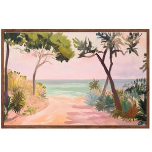 Pink Summer Beach Art Picture on Samsung FRAME TV | Modern Beach Home Decor