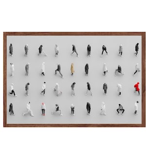 Minimalist Samsung TV Frame Art with Tiny People | Tiny Humans Walking Print | Gallery Wall Art